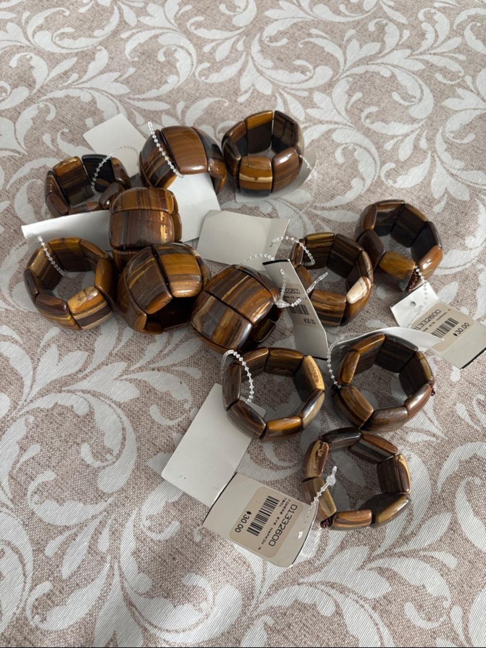 Chunky Tiger Eye Napkin Rings - Brown Stone Beads